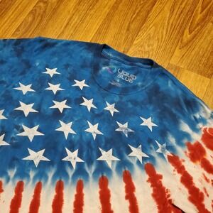 Liquid Blue Tie Dye Shirt Adult Large American Flag Fourth‎ Of July Celebration